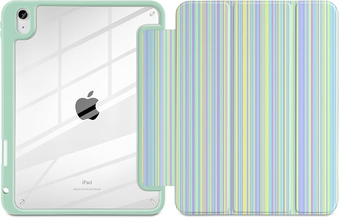 Case for iPad (A16) 11th Generation 11 inch 2025 /iPad 10th Gen 10.9 2022 - Aesthetic Cute Preppy Design Trifold Cover with Soft TPU Bumper Clear Back Auto Sleep/Wake Waves
