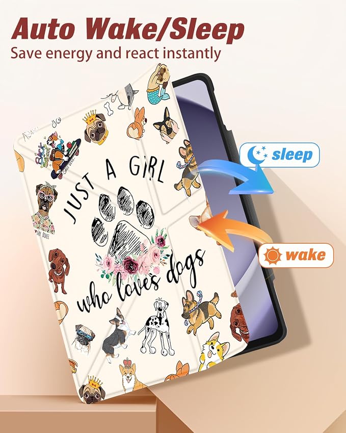 for Samsung Galaxy Tab A9 Plus Case with Pen Holder - for Girls Women Boys Cute Cartoon Cool Anime Kawaii Fun Protector Stand Folio Moon Cat