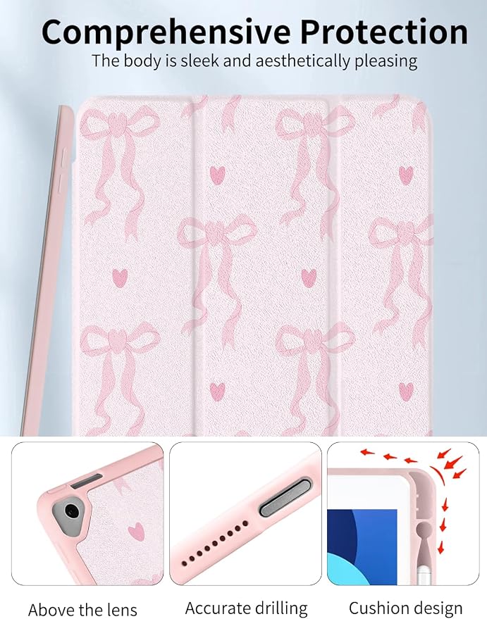Case for iPad 9th/ 8th/ 7th Generation Case 10.2&amp10.5 Inch (2021/2020/2019 Release) Slim Lightweight Soft Trifold Back Cover with Pencil Holder &amp Auto Sleep/Wake CoverBeige Checkered