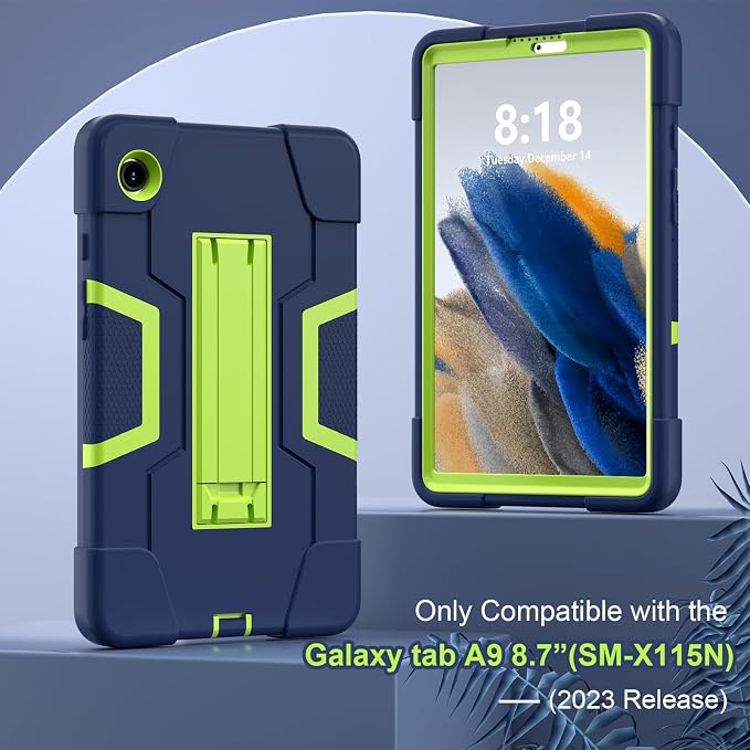 case for Galaxy Tab A9 8.7 2023 Case Hard PC Soft Silicone Kickstand Rugged Heavy Duty High Impact Protective Case for Samsung Galaxy Tab A9 8.7 Inch 2023 SM-X110 SM-X115 Black