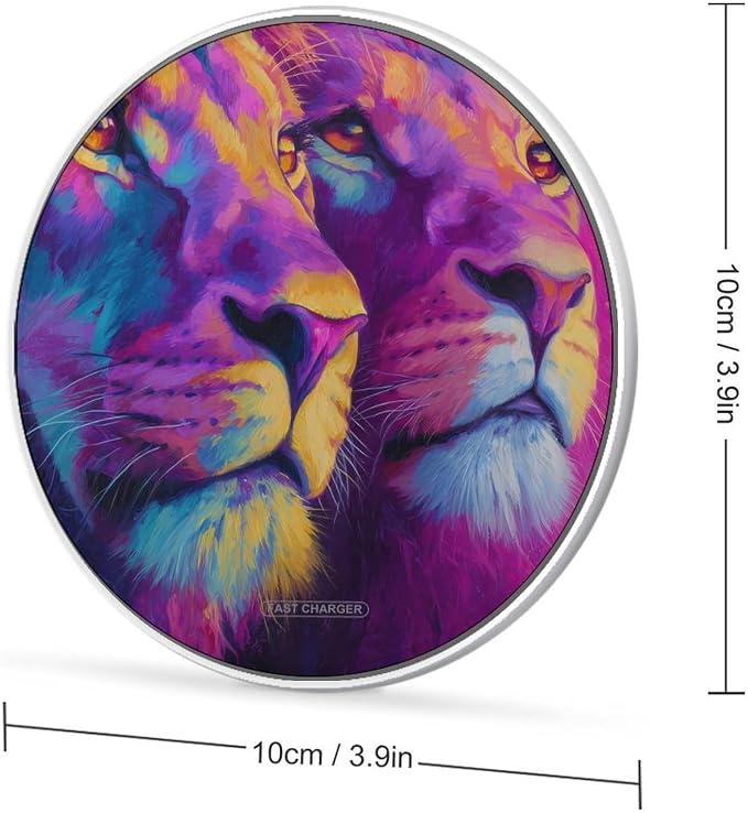 Lion Couple Love Wireless Charger SlimWireless Charging Pad Anti-Slip Charger Mat for Men Women