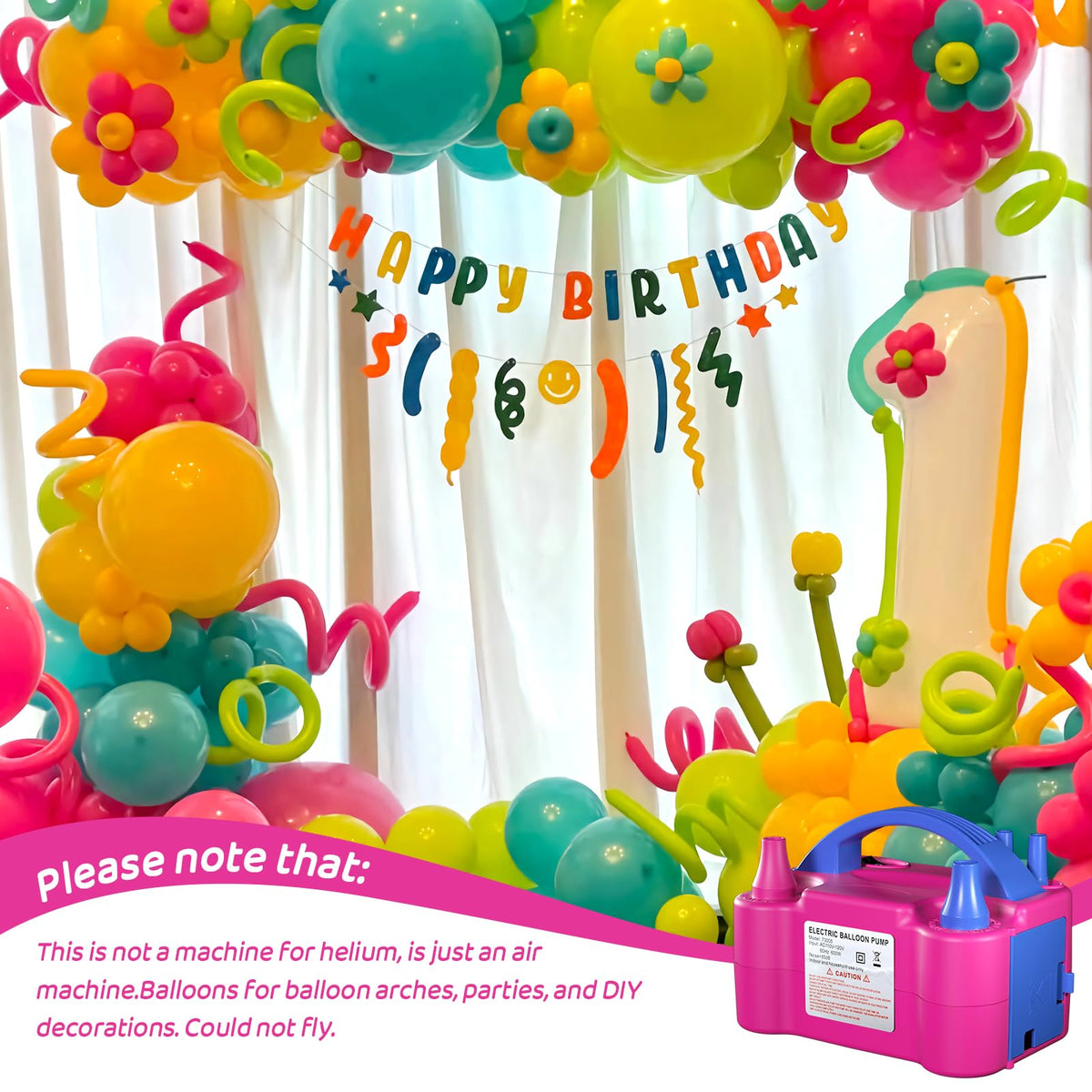 Balloon Pump Valentines Day Decor - Electric Balloon Pump for Party Decorations, Portable Dual Nozzle Balloon Inflator for Balloon Arch Kit