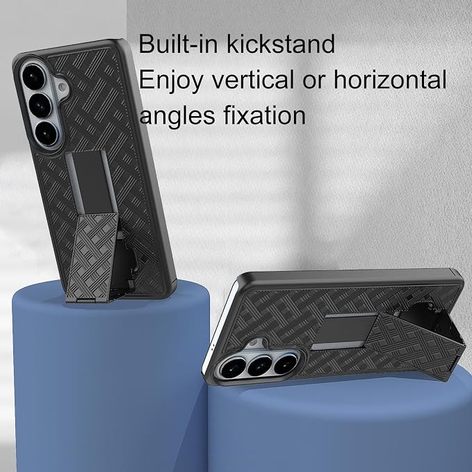 Ailiber for Samsung Galaxy S26 Stand Case Belt Clip Screen Protector-Black | Swivel Kickstand Holder Holster Slim Shell Slide Pouch Full Body Protective Rugged Shockproof Drop Defense Cell Phone Co