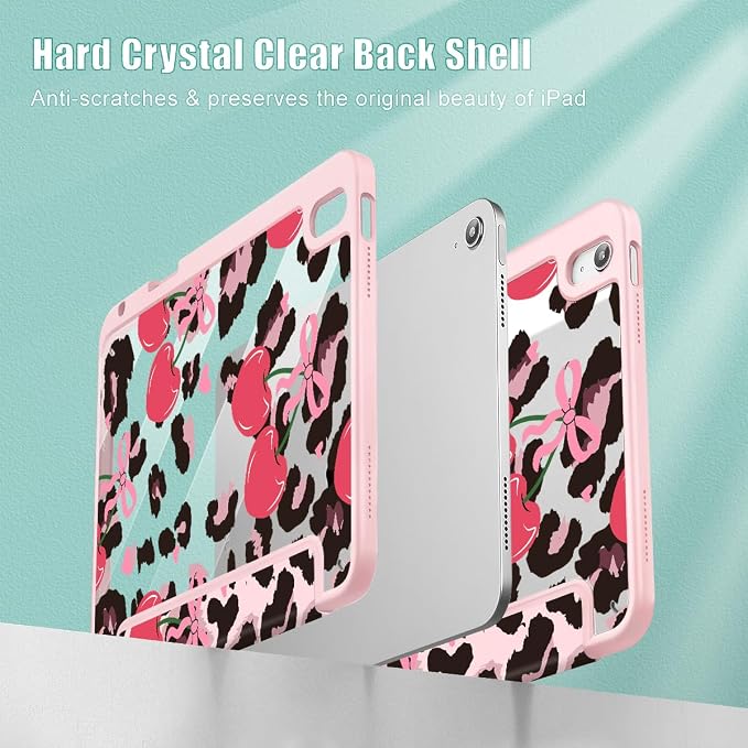 Mektron Case for 2026 iPad Air 11 inch M4 8th (M3 2025 7th /M2 2024 6th) Compatible with iPad Air 10.9 (2022 5th Gen /2020 4th Gen) Shockproof Clear Shell Blue Bows &amp Flowers