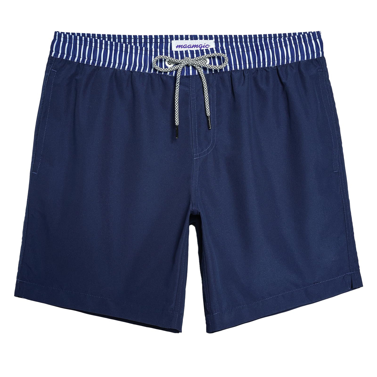 MaaMgic Mens Quick Dry Solid Swim Trunks with Mesh Lining Swimwear Bathing Suits,Navy-glm005,Small
