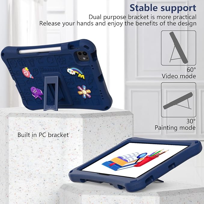 Case for iPad 10.2 Inch 2021/2020/2019/ iPad Pro 10.5 Inch/Air 3rd Gen (2019) Shoulder Strap Kickstand Children Friendly Anti-Scratch Shockproof Case Lightpurple