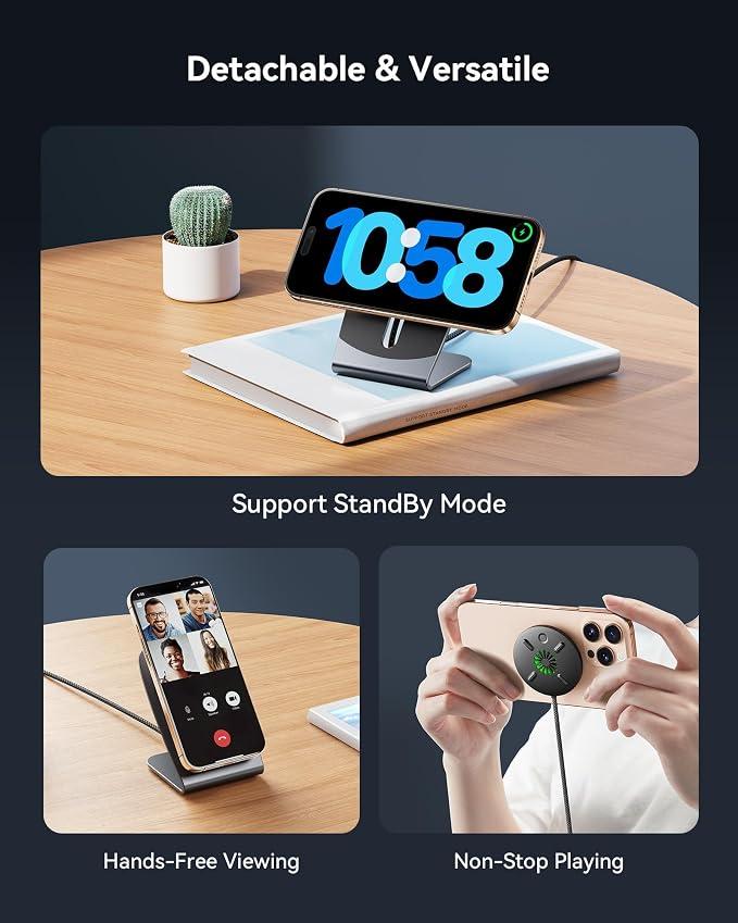 INIU 15W Fast Qi Certified Wireless Charging Station &amp Qi2 Certified 15W Mag-Safe Wireless Charger Stand Combo