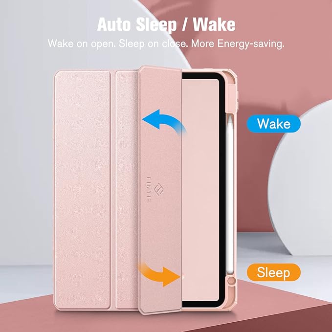 Fintie Hybrid Slim Case for iPad Pro 11-inch (4th / 3rd Generation) 2022/2021 - [Built-in Pencil Holder] Shockproof Cover w/Clear Transparent Back Shell, Also Fit iPad Pro 11" 2nd Gen, Rose Gold