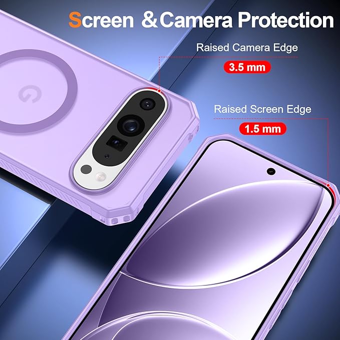 Magnetic for Google Pixel 9 Pro XL Case, [Military Grade Drop Protection] [Compatible with MagSafe] Shockproof Slim Translucent Matte Anti-Slip for Women Girls Men Case, Lavender