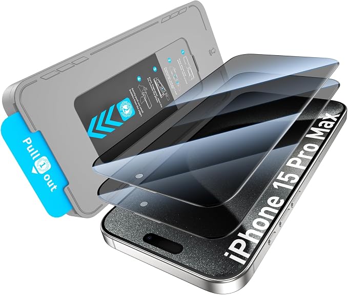 KUZOOM 2Pack Privacy 9H+ Tempered Glass Screen Protector for iPhone 13 | 9H+ Tempered Glass 100% Fingerprint Unlock Automatic Dust Removal Anti-Scratch Protection