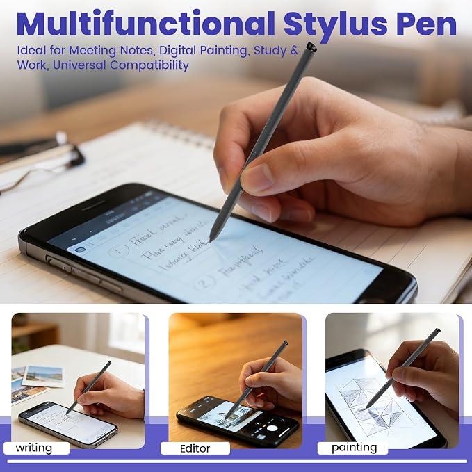 Galaxy S26 Ultra Pen Replacement4096 PressureBlack | 4096 pressuretilt controlpalm rejectionshortcut buttoneraser functionsmooth writingNo Bluetooth