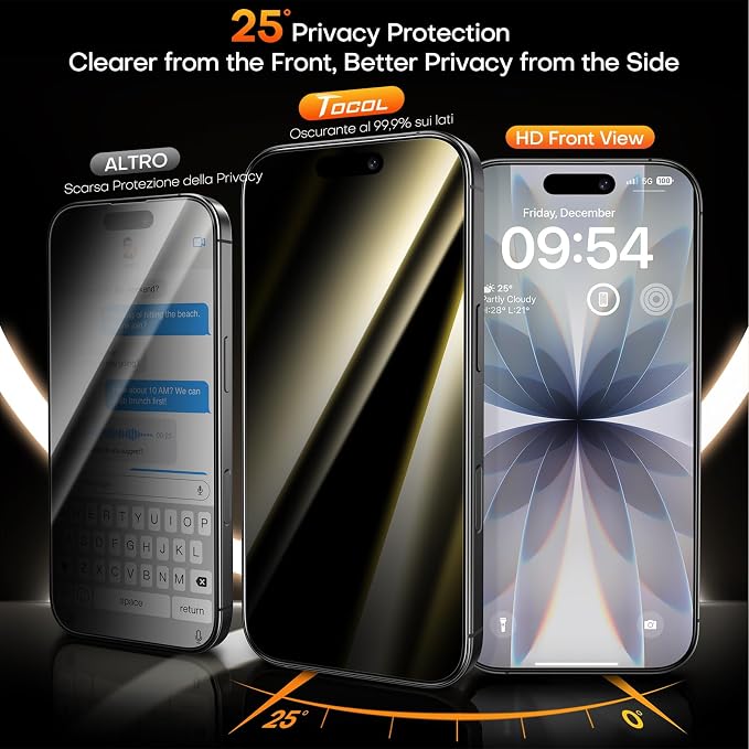 TOCOL for iPhone Air Screen Protector 9H Hardness Military Grade Shatterproof HD Tempered Glass Full Coverage Easy Installation 2 Pack