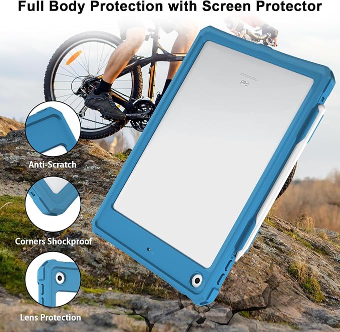 Shellbox Case for iPad Air 4th/5th Generation 2022-2020 Waterproof Dustproof Shockproof Case with 360° Full-Body ProtectionLanyard and Kickstand