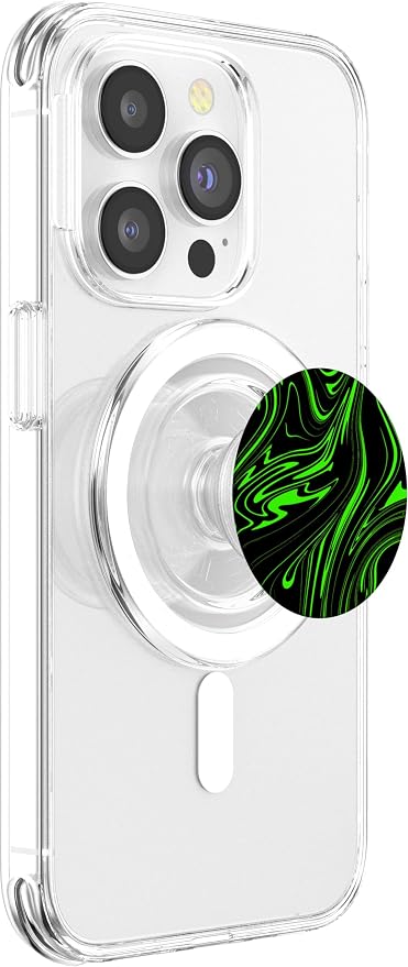 Green Black Modern Abstract Swirl Pattern Men Teen Boys PopSockets PopGrip for MagSafe