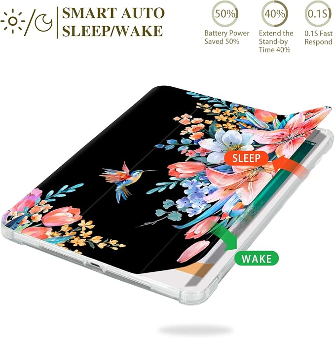 Vimorco for iPad 10.2 Case 9th Generation Cover Flower Cats for iPad 9th/8th/7th Generation Case Slim Soft Rubber Back Adjustable Stand Auto Wake/Sleep Smart Black Cat
