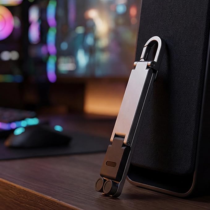 Aluminum Keychain Phone Stand Foldable and Portable with Full Rotation for Stable Hands Complimentary Viewing Multi Phone Mount