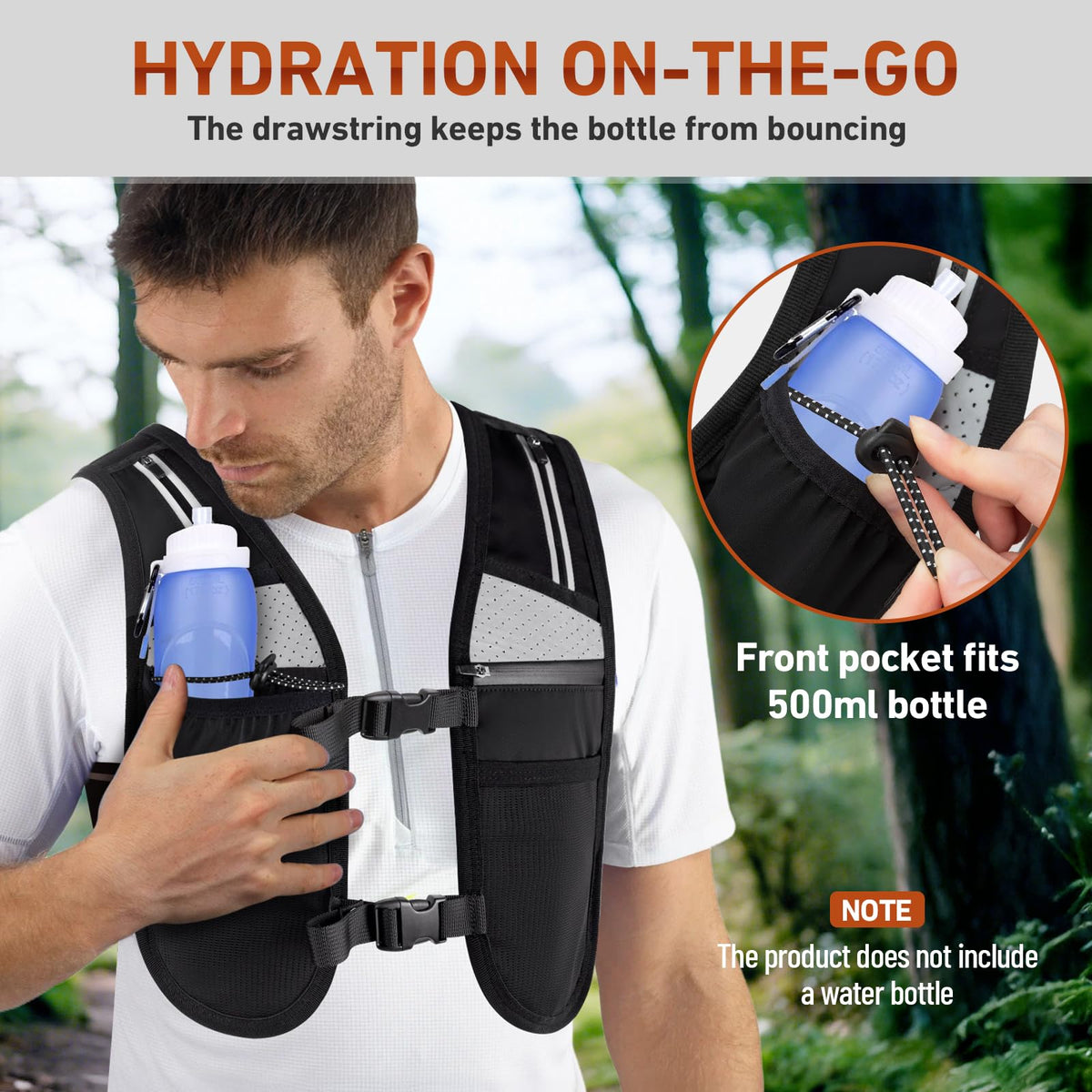 HUANLANG Running Vest for Women Men,Lightweight Hydration Runners Vest Breathable Reflective Hydration Pack for Marathon Hiking Running Trail