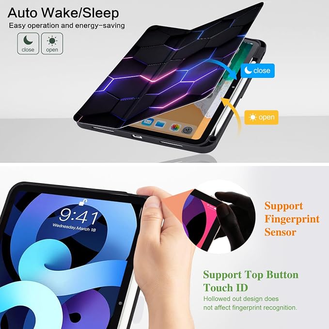 Vimorco for iPad A16 Case for iPad 11th/10th Generation Case Pencil Holder | for iPad Case 11th/10th Generation 11”/10.9” Typing Stand/4 Viewing Angles/Lightweight/Slim Auto Sleep/Wake Cyberpunk Te