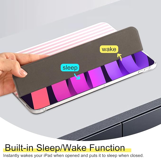 for iPad Air 11-inch M4 2026 M3 2025 M2 2024 iPad Air 5th 2022 / 4th Gen 2020 10.9-inch Slim Foldable Stand Hard PC Translucent Back Shell Smart Cover - [Auto Wake/Sleep]-Black Polka dots