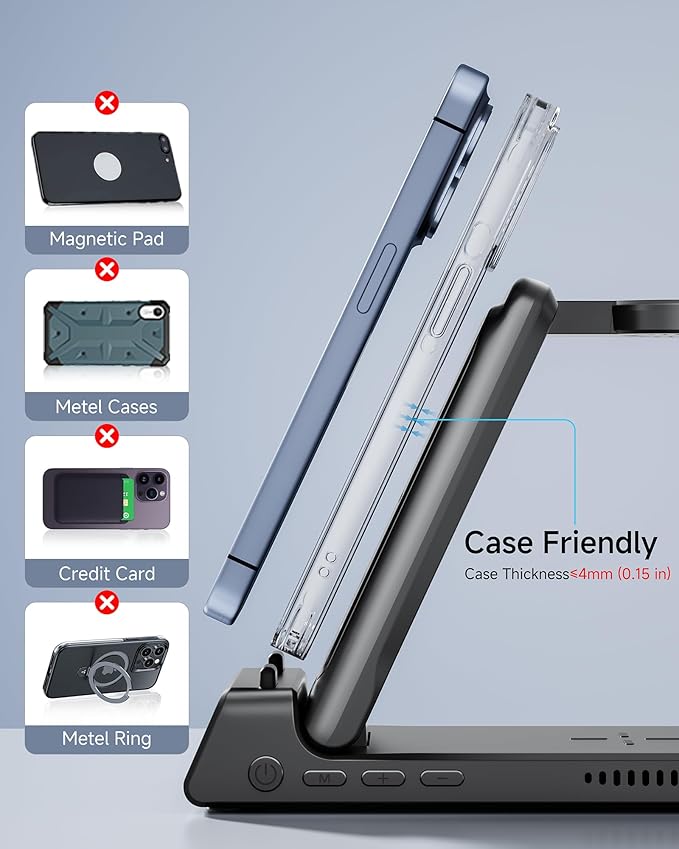 Charging Station for iPhone, SwanScout 703A, Wireless Charger for iPhone 16/15/14/13/12/11 Series, for Apple Watch 10/Ultra 2/9/8/7/6/5/SE 2, for Airpods Pro 2/4, Travel Foldable and Portable