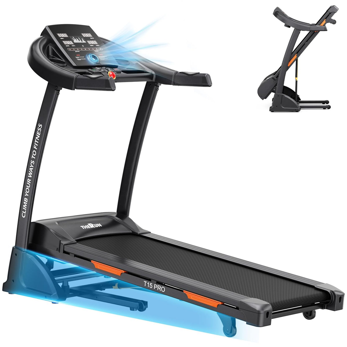 THERUN Treadmill Folding Incline Treadmill 15% Running Treadmill with Fan