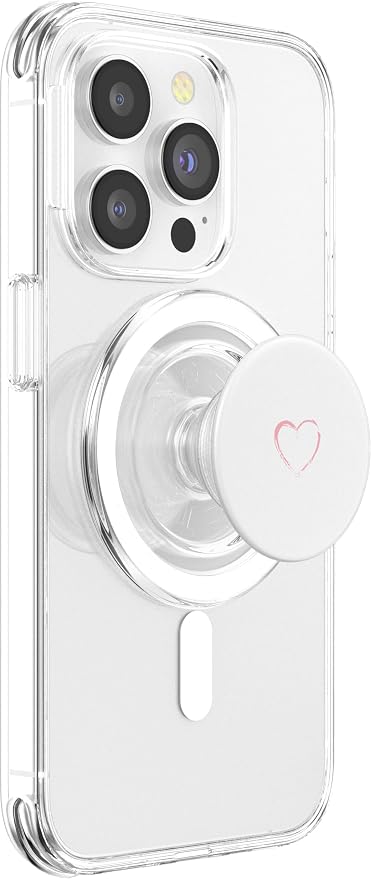 Pink Heart White PopSockets Adhesive PopGrip