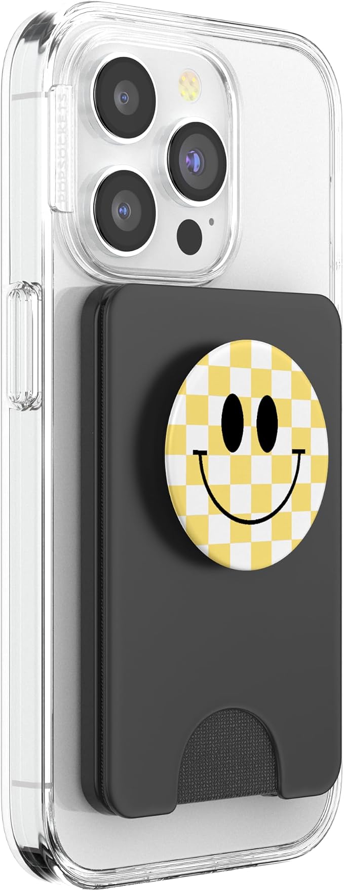 Yellow Checker Smile Face Happy Indie Smiling Retro 90s y2k PopSockets Adhesive PopGrip