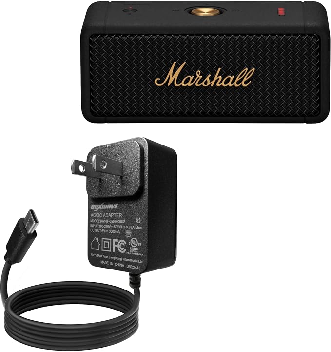 BoxWave Charger Compatible with Marshall Emberton - Wall Charger Direct (15W) Rapid Charge Your Device with Built-in 3ft Cable