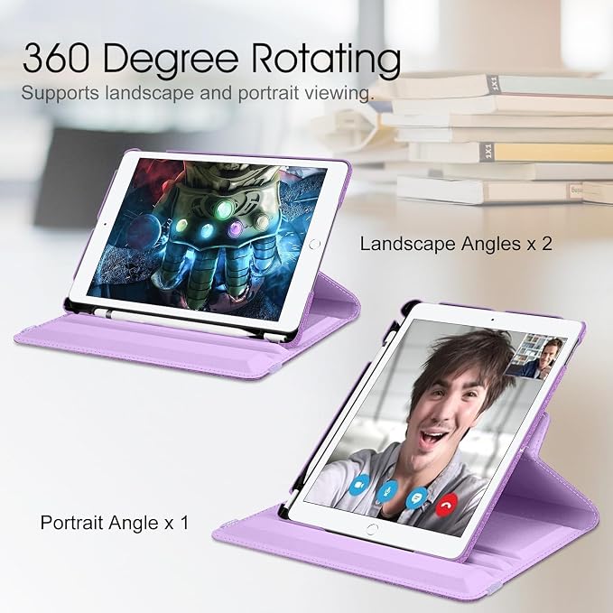 Fintie 360° Rotating Case for iPad 9th / 8th / 7th Generation 10.2 Inch | Swivel Stand Portrait &amp Landscape Viewing Shockproof Cover with Pencil Holder Auto Wake/Sleep Aqua Wave