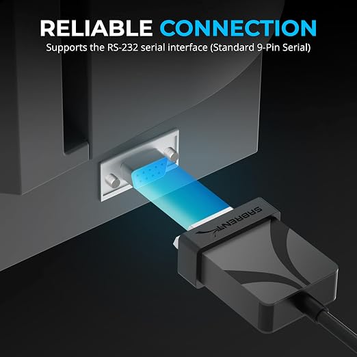 SABRENT USB 2.0 to Serial DB9 RS232 Converter Cable 10ft (CB-9PTF) | Prolific chipset hexnuts 9-pin Windows 10-XP macOS 10.6+ 10 feet