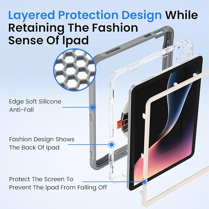 Pepkoo Triple Shock-Absorbing Protective Case for iPad (A16) 11th/10th Gen | Comfortable Heavy-Duty Kids Protective Case With Tactile Sensation With Handle Shoulder Strap (Black)