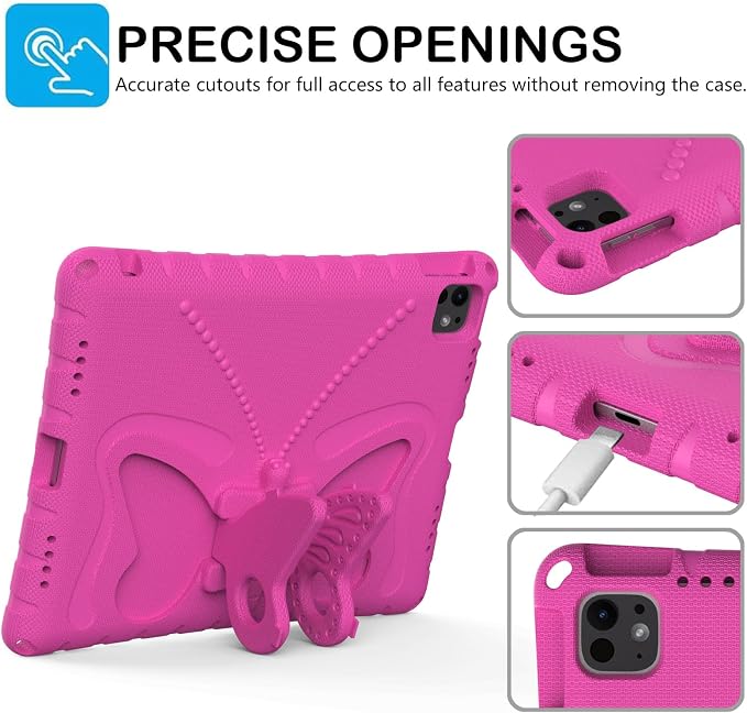 Kids Case for iPad Air 13 (2026/2025/2024) M4/M3/M2 &amp iPad Pro 13 2024 &amp iPad Pro 12.9 Cover 6th/5th/4th/3rd Gen (2022/2021/2020/2018) DIY Figures EVA Rubber Handle Stand Shockproof Bumper