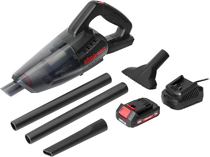 Shop-Vac 5430087 Handheld Vacuum, Cordless Rechargeable Lithium 20V, Lightweight Design, Ideal for Quick Cleanups in Home, Garage, and Vehicle