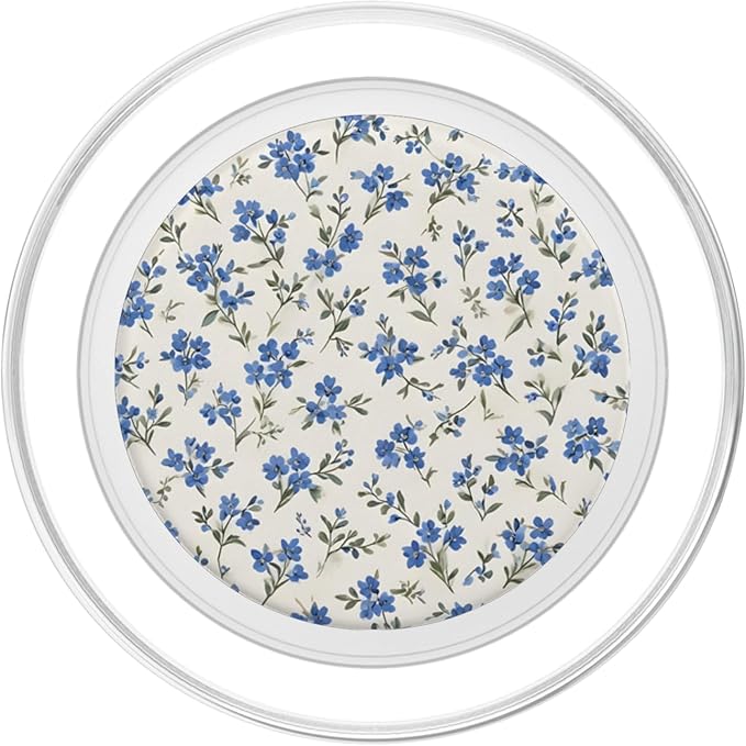 White Blue Flower Floral Pattern PopSockets Adhesive PopGrip