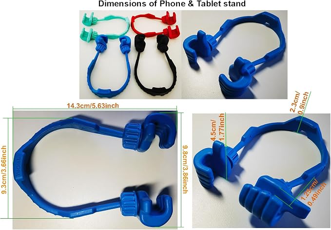 4 Pack Adjustable Holder for PhoneTablet and E-ReadersThumbs Up Lazy Phone StandBlue/Black/Red/Turquoise 5.63 x 3.66 x 1.77Inch