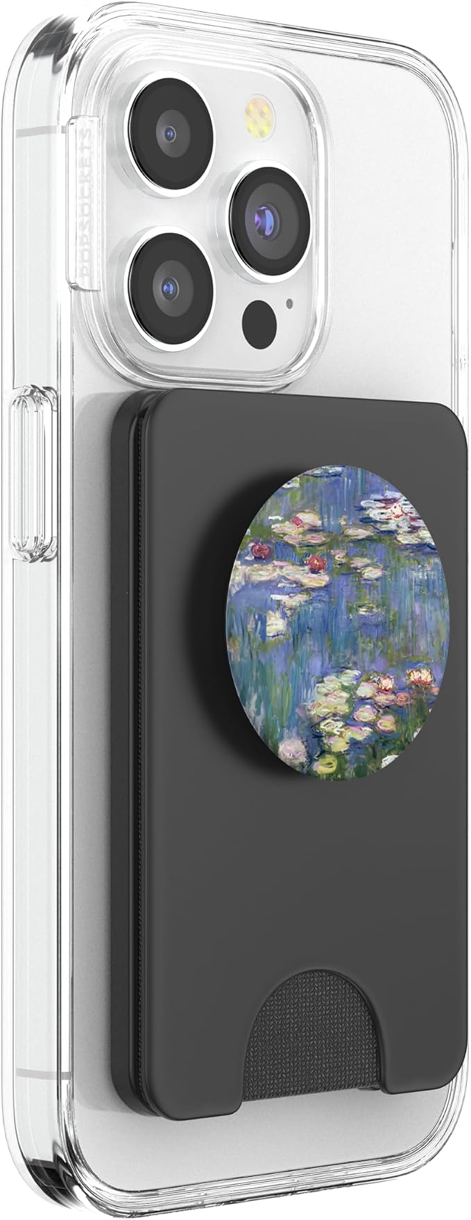 PopSockets Monet's Water Lilies Modern Art Impressionism Painting Phone Grip - Black - Compatible with Smooth Hard Plastic Phone Cases