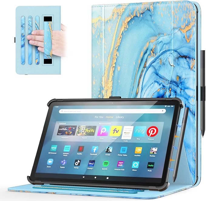 OKP for Amazon Tablet 11 Case (13th Generation 2023 Release) [Multi-Angle] Stand Cover with Pocket Auto Wake/Sleep PU Leather Case for Amazon Tablet 11 (Marble Blue)