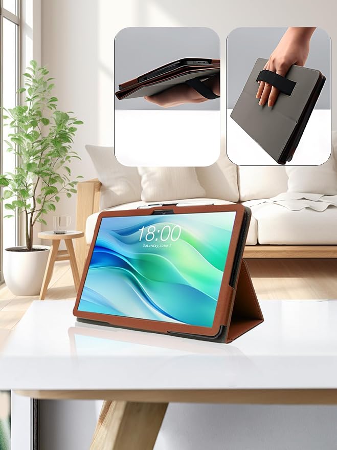 for FEONAL D126 11 Inch Android 14 Tablet CaseFolding Stand Protective Cover with Pencil Holder and Wrist StrapFull Protection Premium PU Scratch Resistant(Black)