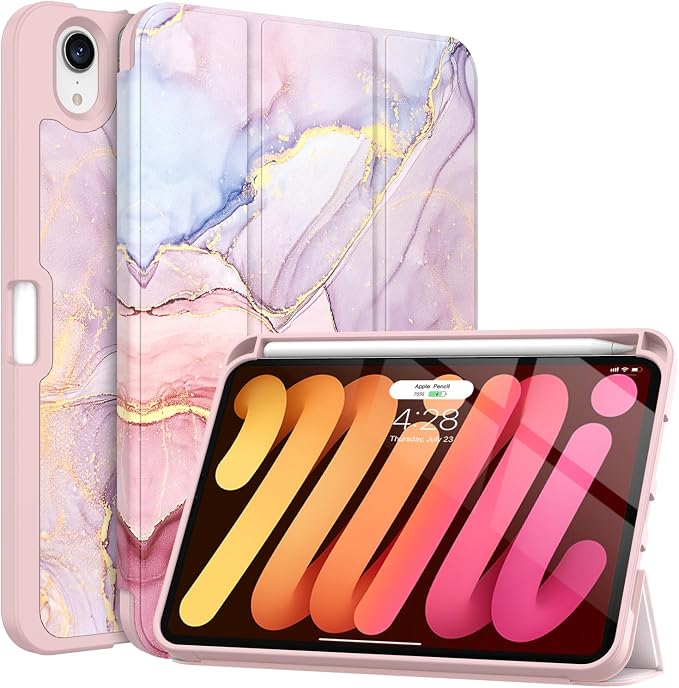 Soke Case for iPad mini (A17 Pro) 7th/ 6th Generation (Book Wine) | Built-in Apple Pencil Slot fit iPad Mini 2024 and 2021 8.3 inch Auto Sleep/Wake