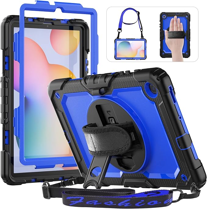 HXCASEAC Case for Samsung Galaxy Tab S6 Lite 10.4 inch Protective with Screen Protector/Hand Strap/S Pen Holder Shockproof S6 Lite Tablet Case 2024/2022/2020 SM-P610 SM-P613 SM-P620 - Black