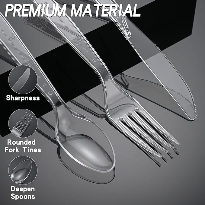 350pc Heavy Duty Plastic Silverware Set: 150 Forks/150 Spoons/50 Knives