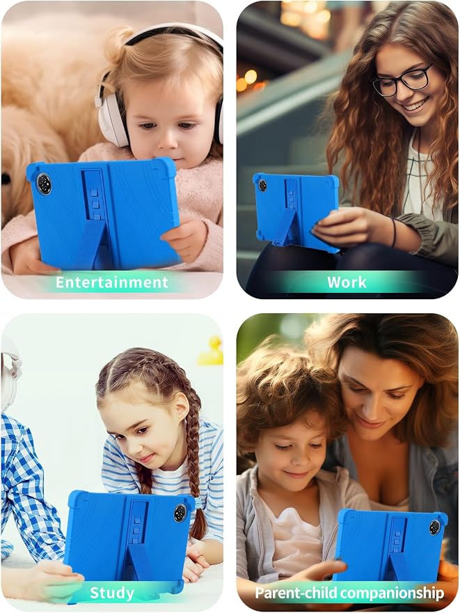 Case for Raemond K80 Tablet 10 Inch Android 15WUNIAK Hollow Back DesignHeat Dissipation Shockproof Lightweight Adjustable Kickstand Silicone Shell&ampKids Friendly Soft CaseBlack