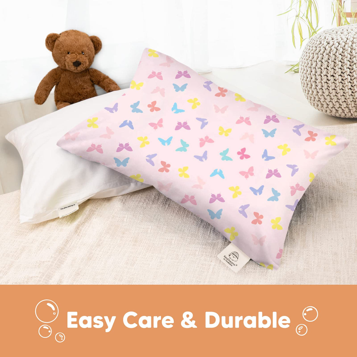 KeaBabies Toddler Pillowcase 13x18 Organic Cotton Cover (Flutter)