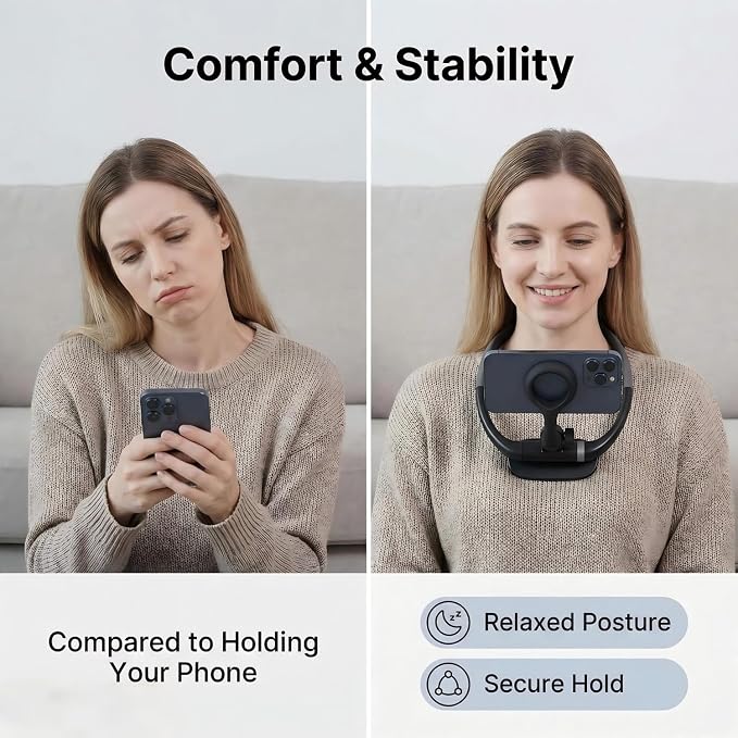 Neck Phone HolderFlexible Gooseneck Hand Free Cell Phone Stand | 360° Rotation Adjustable Phone Holder for Bed Universal Multi-Functional Phone Stand for 4.7''-6.7'' Phone