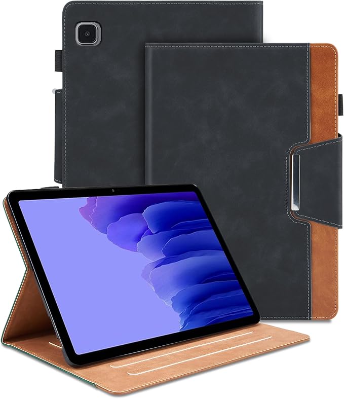 Case for Samsung Galaxy Tab A7 10.4 inch 2022 (SM-T500/T505/T507) - Multi-Angle Viewing Stand Cover with Pocket PU Leather Folio Case with Magnetic Clasp Auto Wake/Sleep Smart Tablet Cover Black