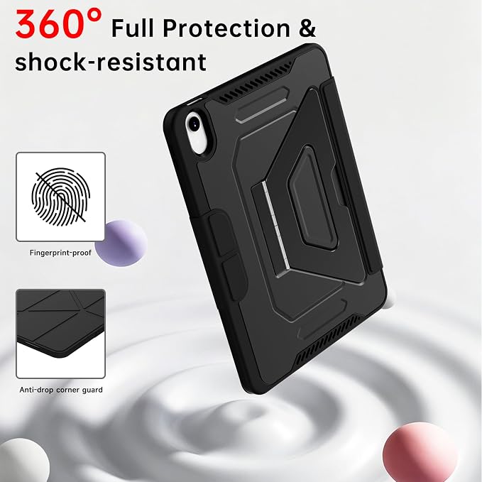 for ipad A16 Caseipad 11th/10th Generation Case 11Inch 2025/10.9 Inch 2022 | with Pencil HolderRemovable Magnetic &amp Trifold Leather Stand CoverMulti-Angle VewingAuto Sleep/Wake (Black)
