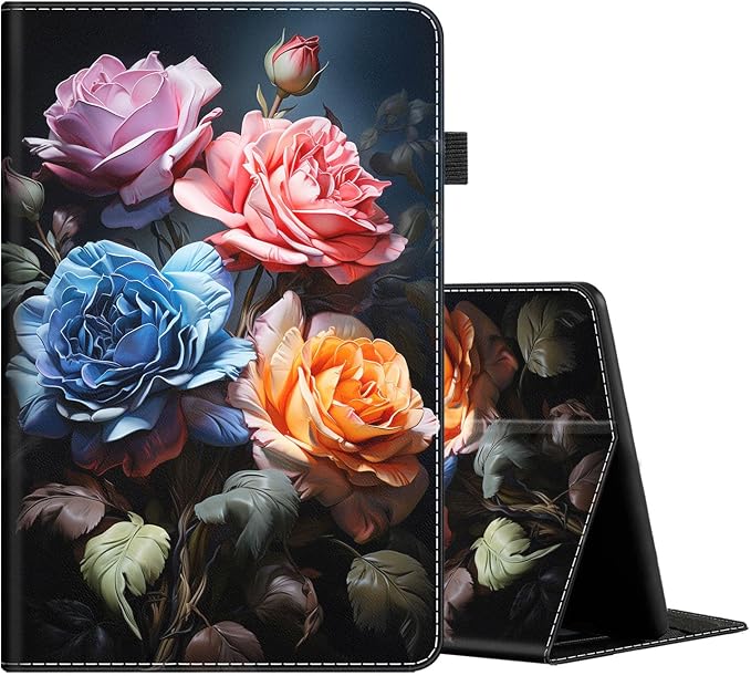 Case for All-New Amazon Fire HD 10 and 10 Plus Tablet (13th/11th Generation 2023/2021 Release) 10.1 Multi-Angle Smart Stand Cover Auto Sleep/Wake Skull and Fire