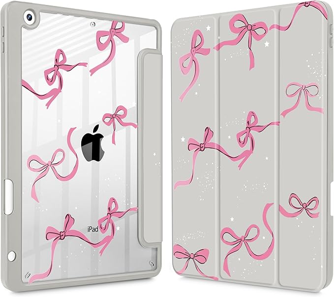 May Chen for iPad 9th Generation with Pencil Holder iPad 8th/7th Gen Case 10.2-inch [Penceil Holder] Trifold Stand Auto Wake/Sleep Clear TPU Protection Back Cover Ballet Shoes