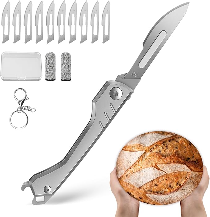 CRUIFU Folding Bread Lame Dough Scoring Tool with 10 Blades & Storage Box