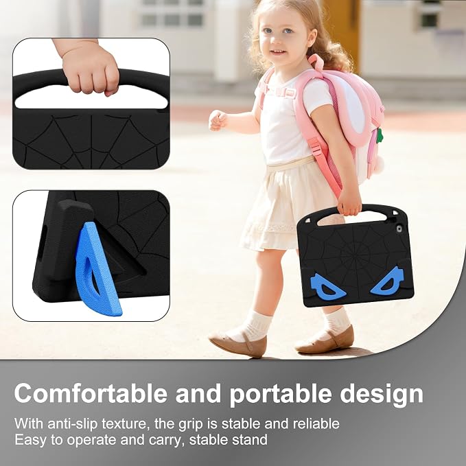 Kids Case for iPad 9th/8th/7th Gen. (10.2-inch 2021/2020/2019) | Shockproof Cover with Built-in Screen Protector and Stand Black